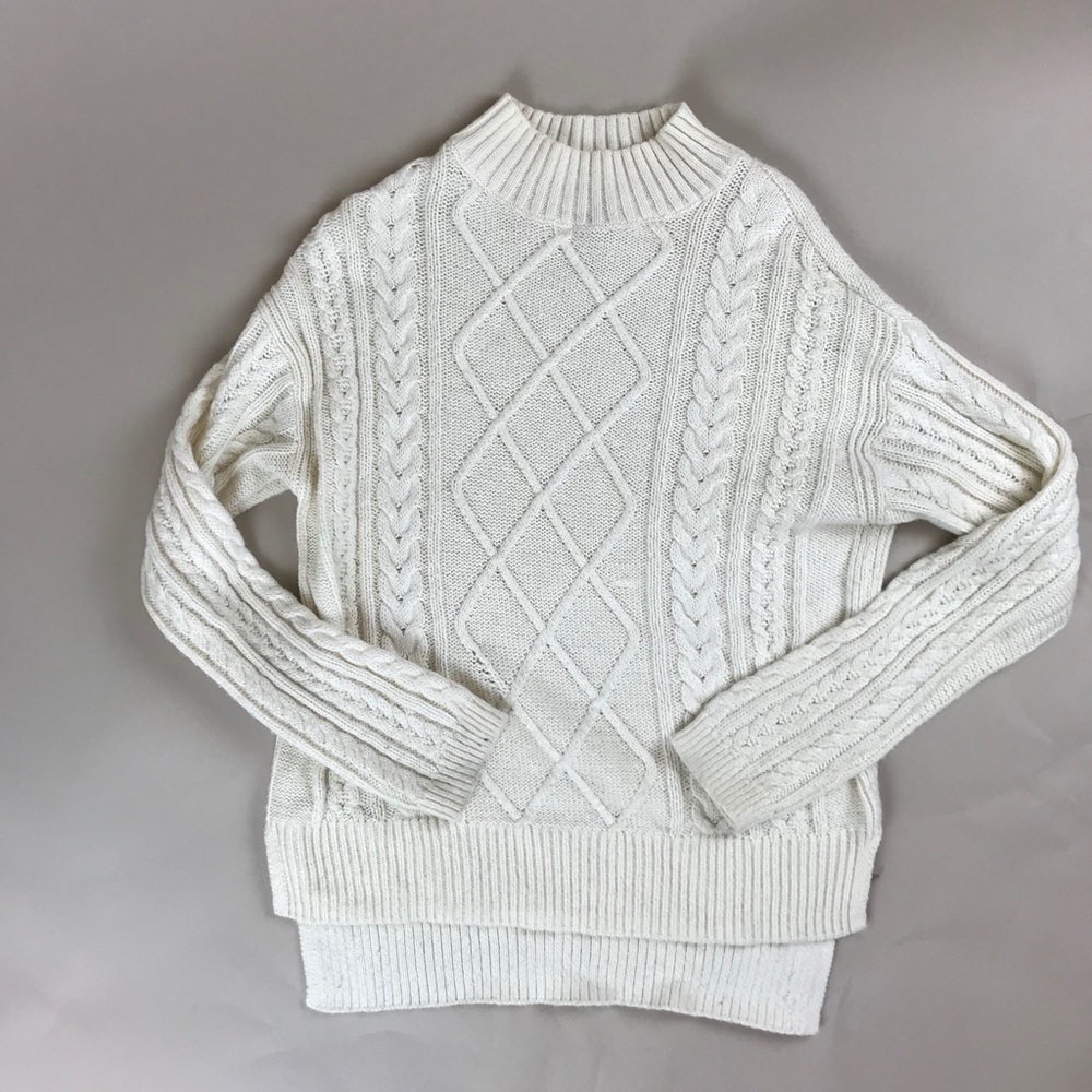 Mock Turtle Neck Cable Knit Sweater